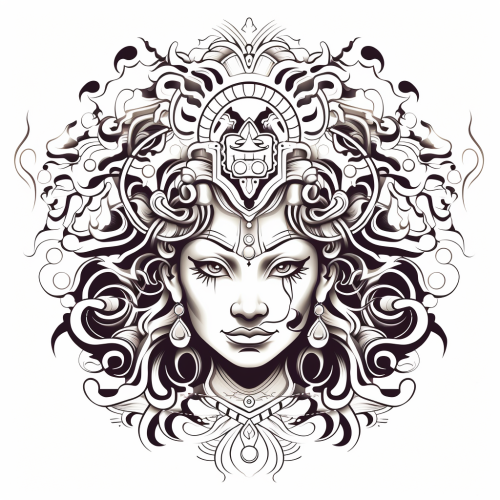 4. Spiritual Durga Mata Face Outline Image