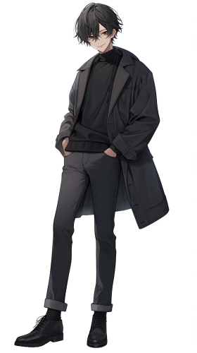 Cute anime young man smiling