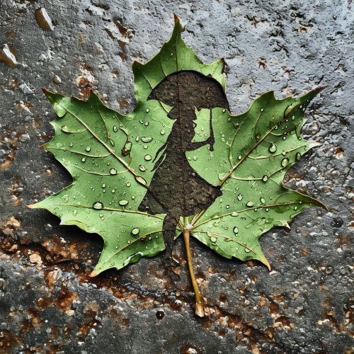 4. Leaf-shaped girl holding umbrella