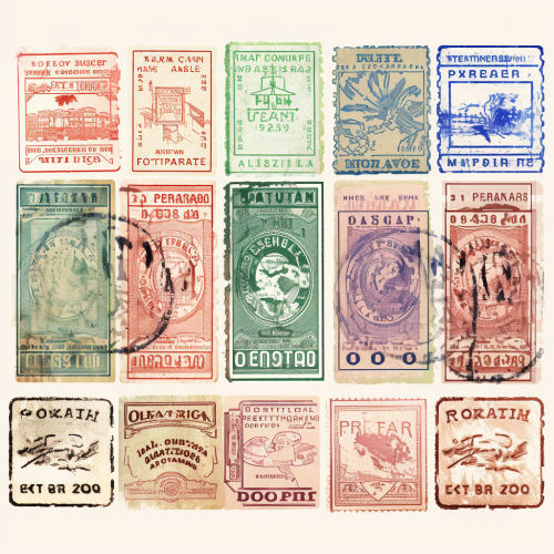 4. Detailed vintage passport stamp border