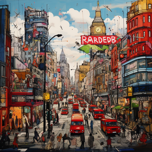 4. Inspiring London cityscape with Radiohead album cover