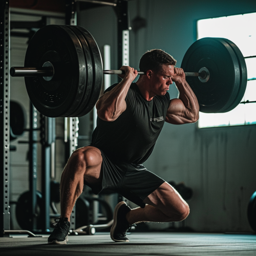 Man lifting heavy weight overhead