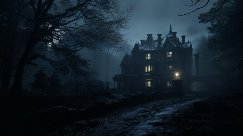 4. Image of a moonlit haunted mansion