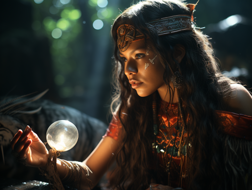 4. Woman in jungle with jaguar spirit and shiny white crystal