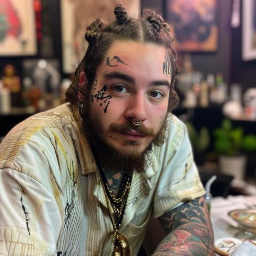 4. Image of Post Malone as tattoo artist 4. Image of Post Malone as tattoo artist