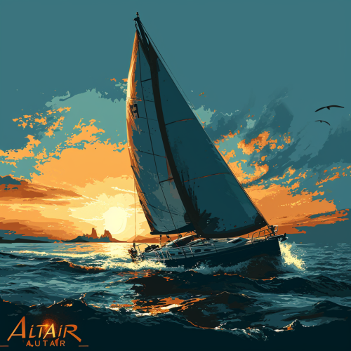 4. Sailboat business logo with text  ALATAIR 4. Sailboat business logo with text  ALATAIR