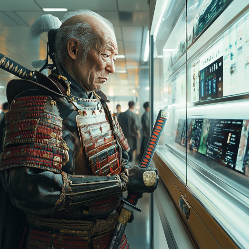 120-year-old samurai in modern confusion, lost in time. 120-year-old samurai in modern confusion, lost in time.