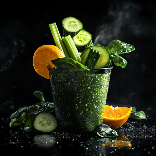 16K Documentary Style Greens Smoothie Ingredient Photo 