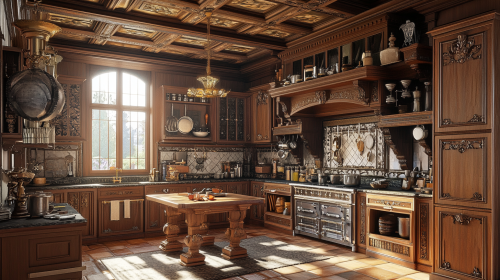 18th century classic style kitchen with wooden design.