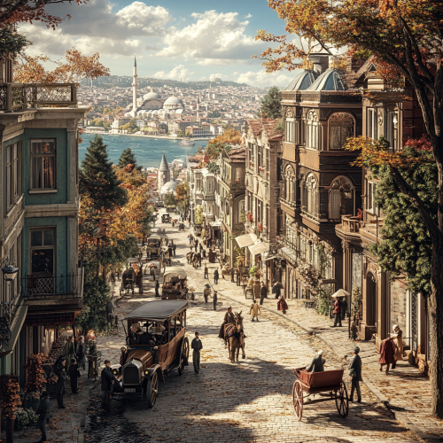 1900s Istanbul City View 3D Render Mosque
