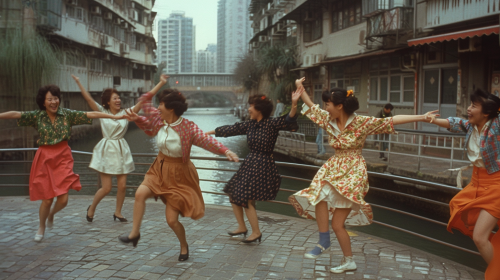 Energetic and Stylish Office Ladies Dancing - Stock Photo