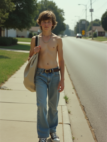 1980s Teen Delivering Newspapers in Summer Suburb