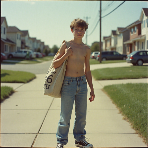 1980s Teenage Paperboy in Summer Suburb