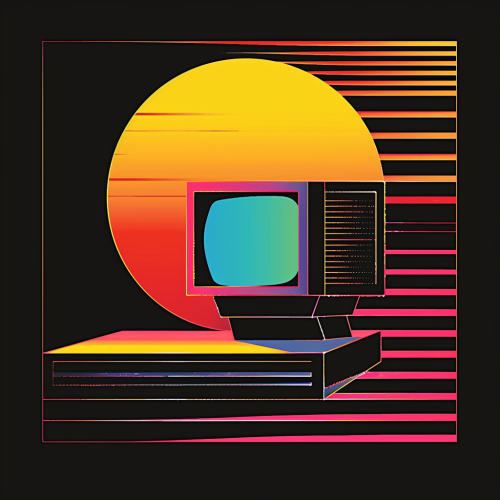 1980s colourful logo for new technology