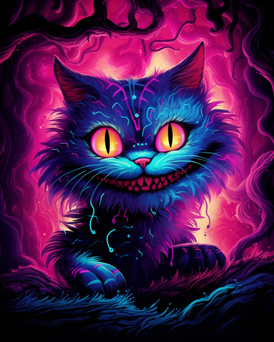 Glowing 1980s Cheshire Cat art