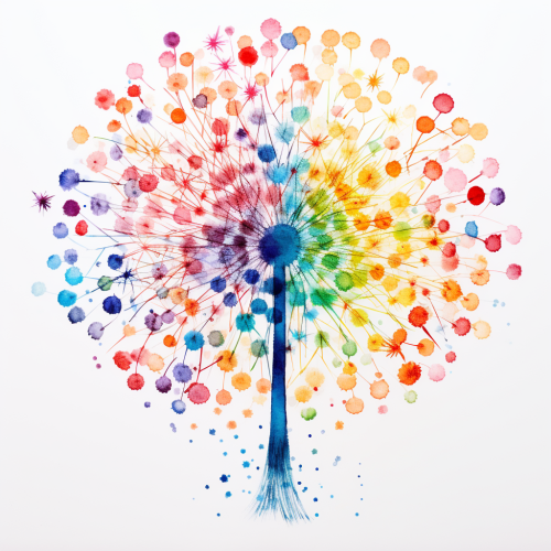 Vibrant dandelion created with fingerprint colors