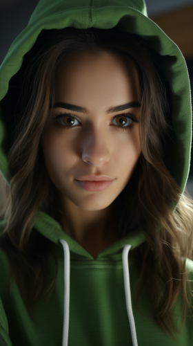Woman in Green Hoodie Taking Selfie
