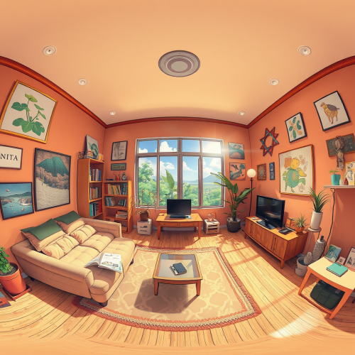 360 Degree View of Anime Cartoon Room
