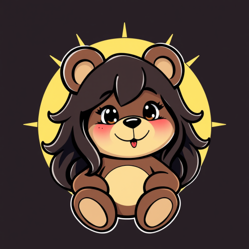 3D Cartoon Teddy Bear Logo with Sun and Moon