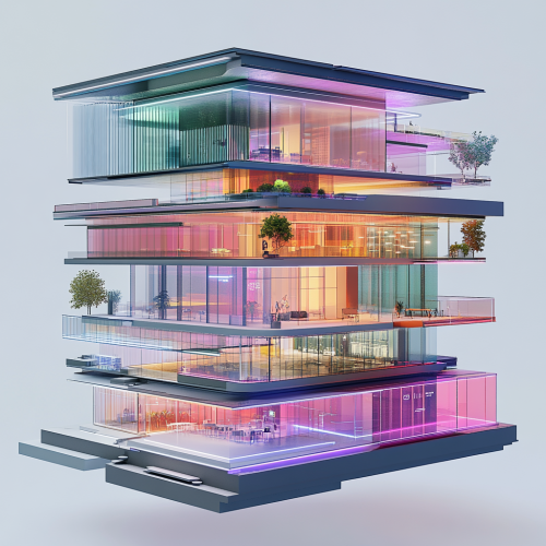3D digital architecture showcasing DynamicWeb platform components. 3D digital architecture showcasing DynamicWeb platform components.