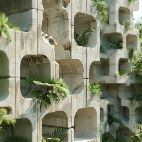 3D Printed Concrete Block Facade Nature