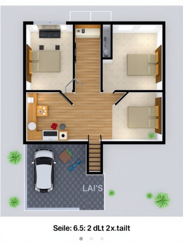 A 2D Plan for a Two-Bedroom House