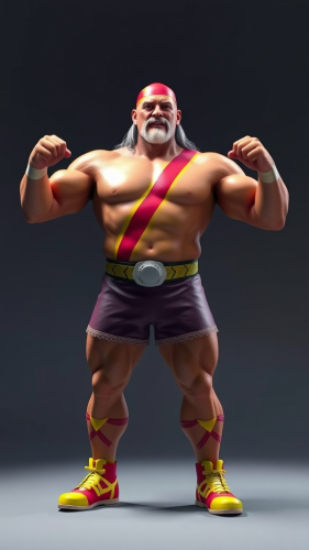 A 3D model of Hulk Hogan in T-pose.