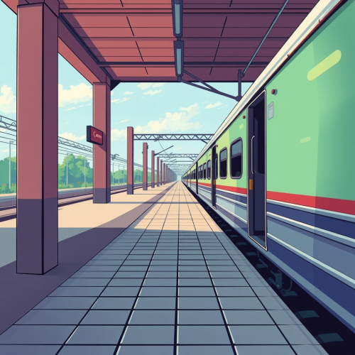 A 90s Anime-style Pakistan Railways Train Scene