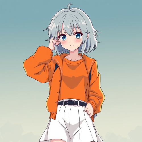 A 90s Girl with Grey Hair in Retro Fashion