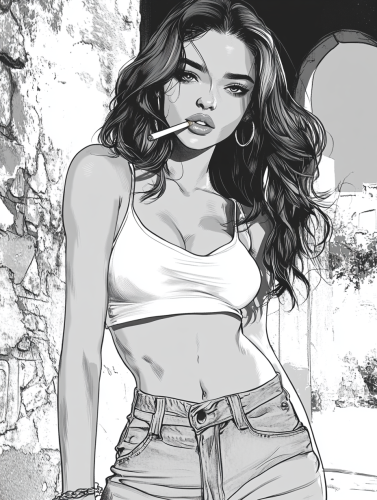 A 90s Mexico city model with cigarette, unimpressed, arched brow.