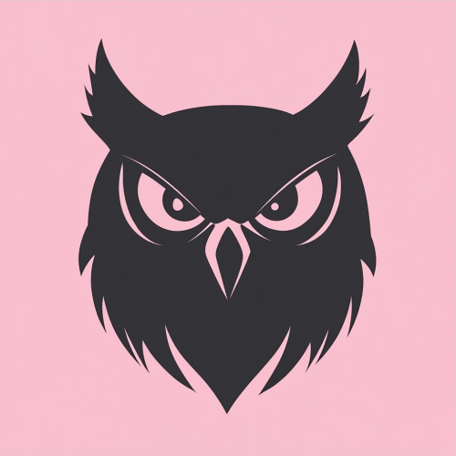 A Angry Owl Head Logo on Pink Background
