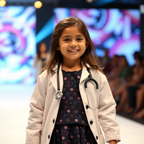 A Baby Girl Doctor Smiling on Fashion Ramp