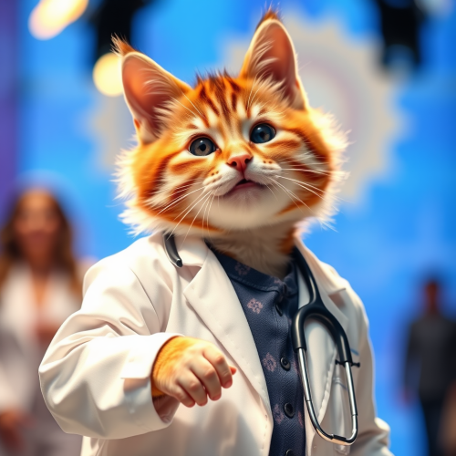 A Baby Girl Pretending to be a Doctor on Stage