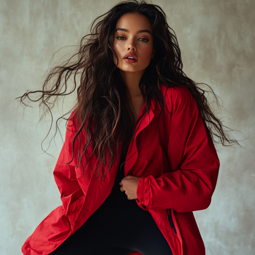 A Beautiful Brazilian Woman in Red Jacket
