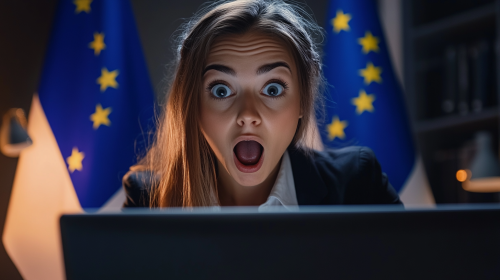 A Beautiful Business Woman Surprised and Happy