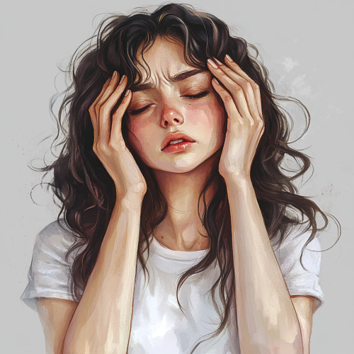 A Beautiful Girl with a Headache Illustration