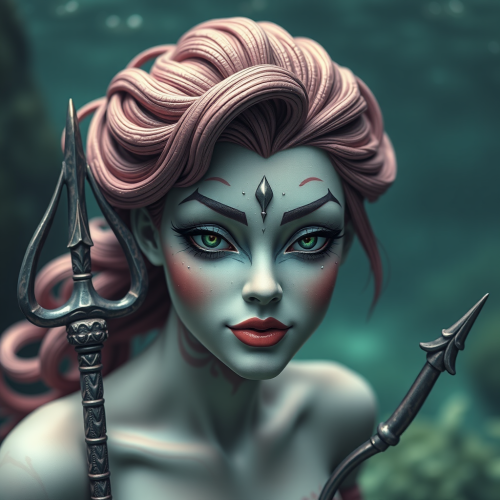 A Beautiful Mermaid Holding a Trident
