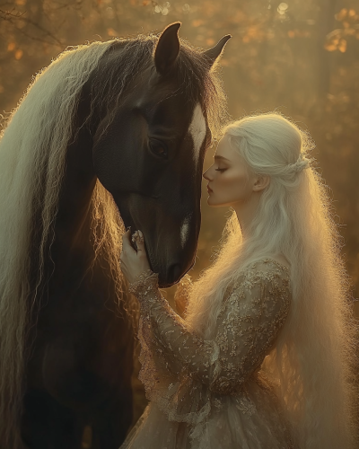 A Beautiful Morning Dance of Two Horses