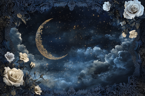 A Beautiful Night Sky with Stars and Roses