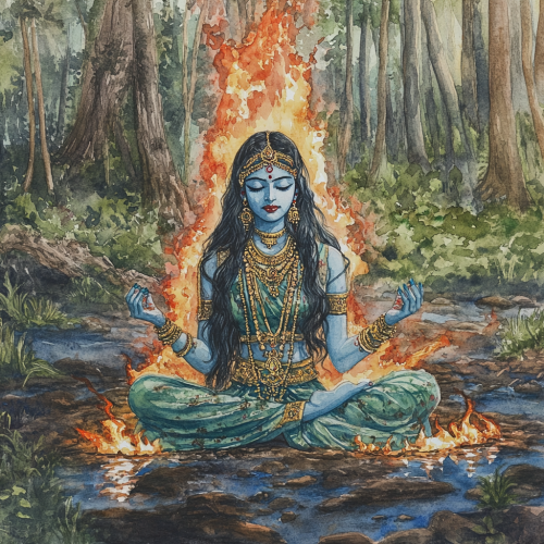 A Beautiful Painting of Kali Maa Meditating