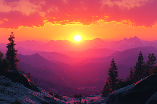 A Beautiful Sunset in the High Mountains