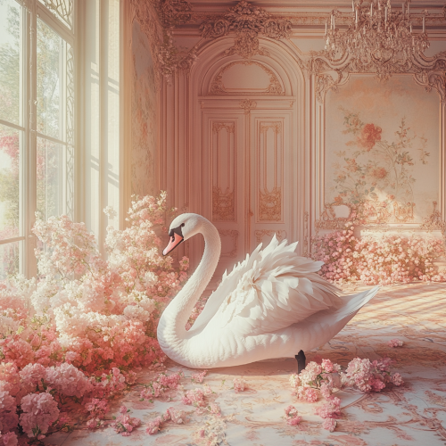 A Beautiful Swan in a Rococo Room