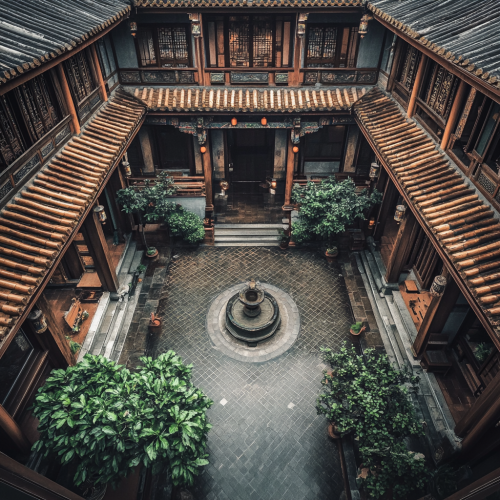 A Beautiful Taiwanese Courtyard House From Above