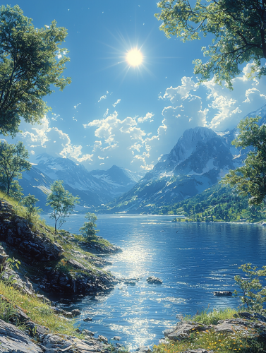 A Beautiful View of Nature with Water and Sky