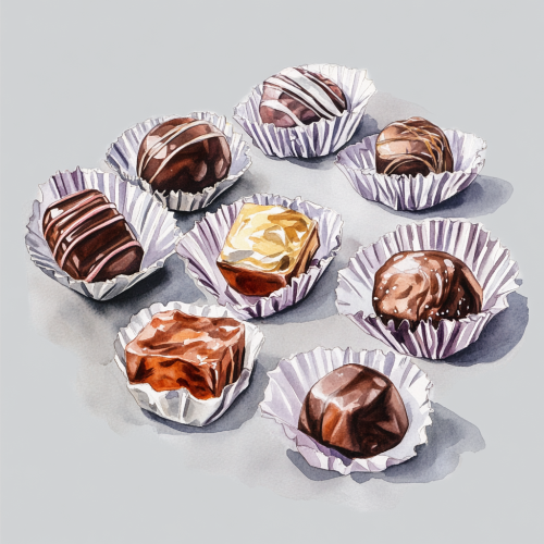 A Beautiful Watercolor Table of Chocolates