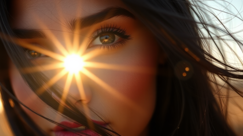 A Beautiful Woman in Morning Sunlight, Reflecting Joy.