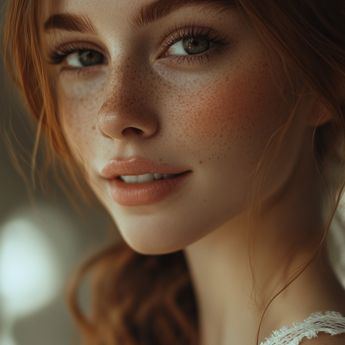 A Beautiful Woman with Warm Smile and Natural Makeup