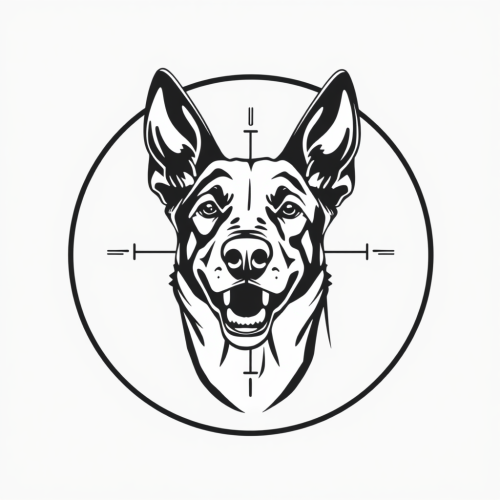 A Belgian Malinois in Scope Crosshairs Logo