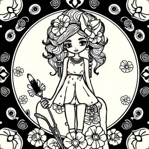 A Black Girl Engaged in Coloring Pages