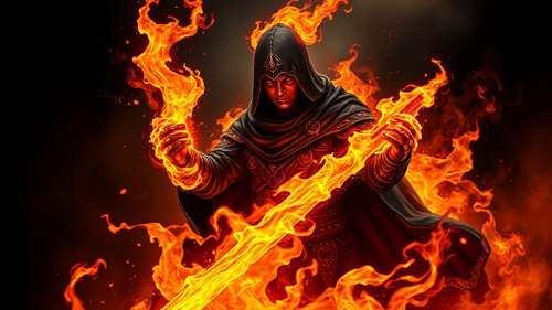 A Black Mage Fire Genasi casts spell.